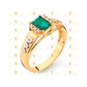 Anel Feminino Formatura Ouro e Esmeralda 18K